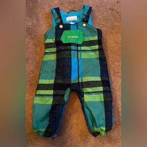 Like-New Columbia Infant size 12 Months Fleece Lined Plaid Overall Snowsuit